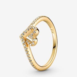NEW Sparkling Wishbone Heart Ring by Pandora
